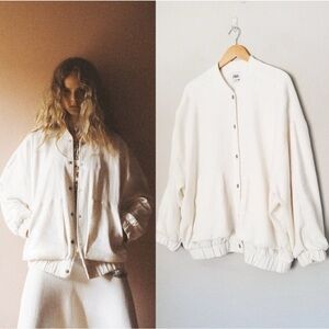 Zara Women's Cream Bomber Jacket